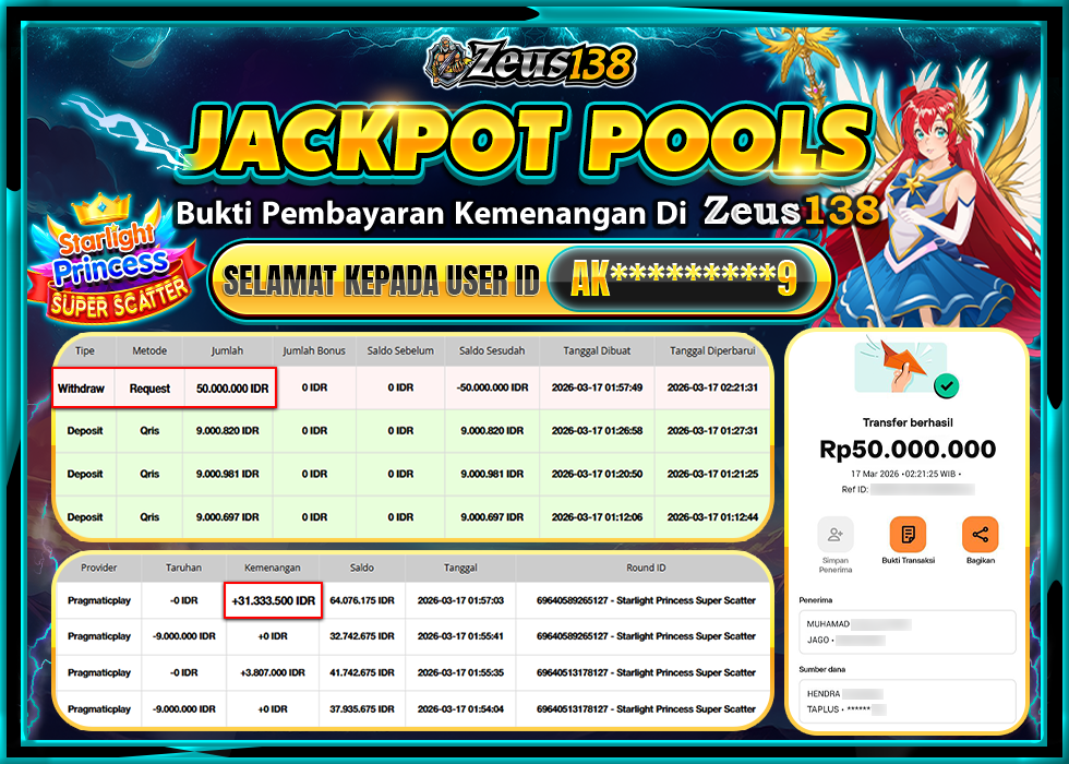 ZEUS138 STARLIGHTPRINCESS SUPERSCATTER Rp50,000,000